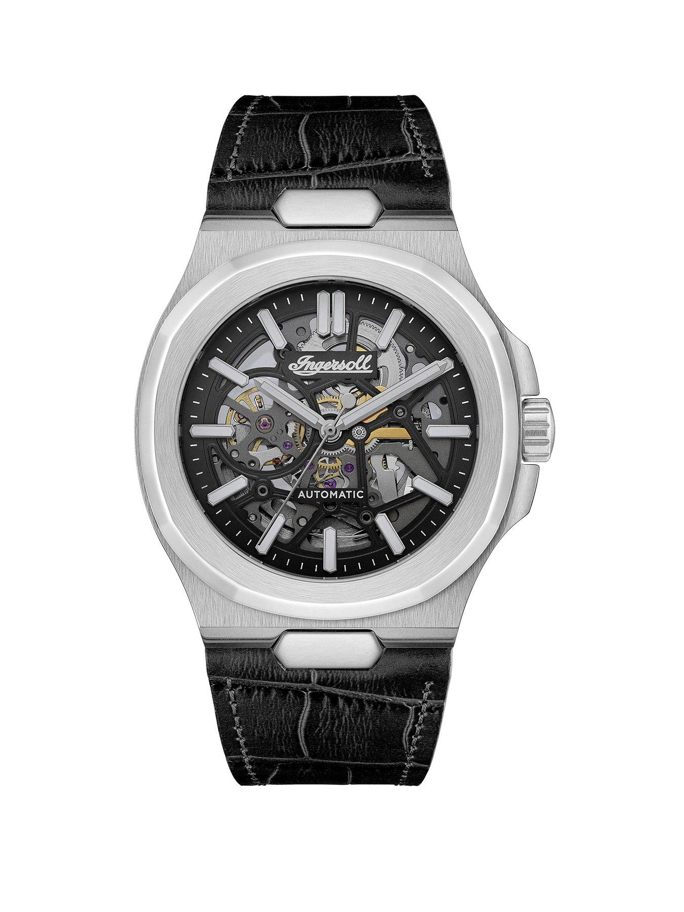 Image 1 of 5 of Ingersoll The Catalina Automatic Mens Watch with Black Dial and Black Leather Strap - I12502