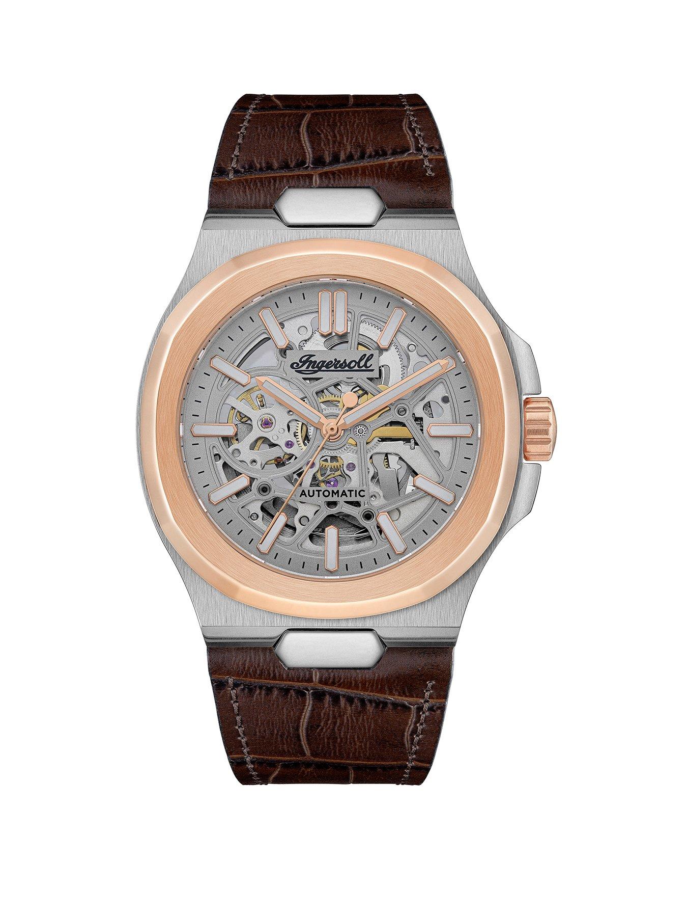 Product photograph of Ingersoll The Catalina Automatic Mens Watch With Grey Dial And Brown Leather Strap - I12503 from very.co.uk