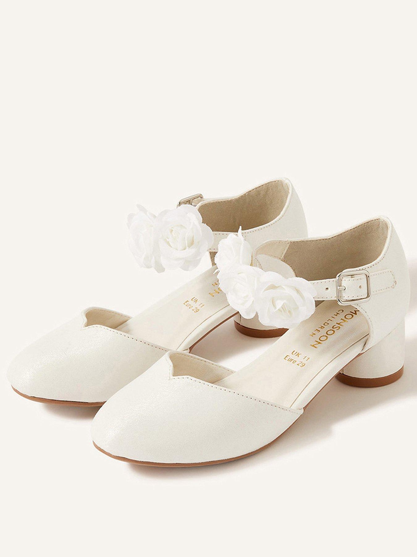 Monsoon Girls Heel Corsage Shoes Ivory very