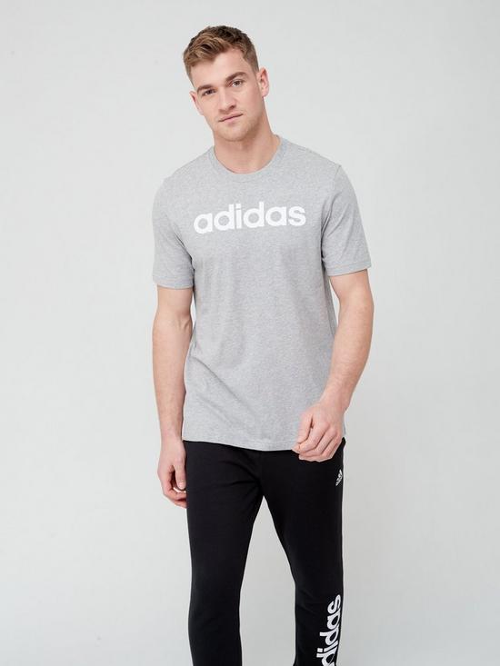 front image of adidas-sportswear-essentials-single-shirt-linear-embroidered-logo-t-shirt-grey