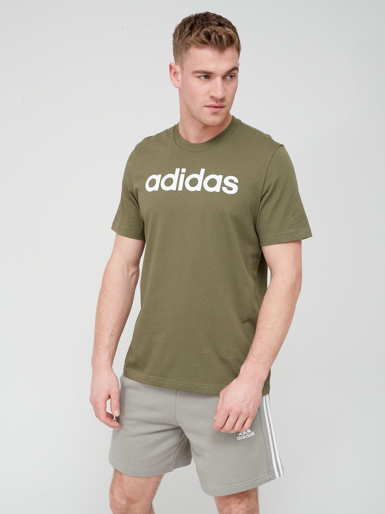 undefined Essentials Single Shirt Linear Embroidered Logo T-Shirt - Khaki