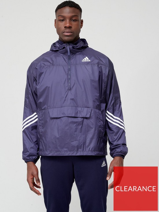 front image of adidas-sportswear-windrdy-hooded-anorak-navy