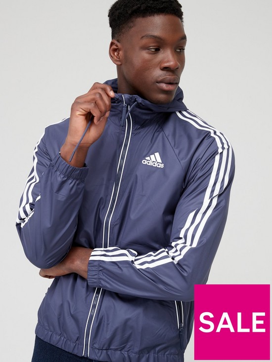front image of adidas-sportswear-bsc-3-stripes-wind-jacket-navy