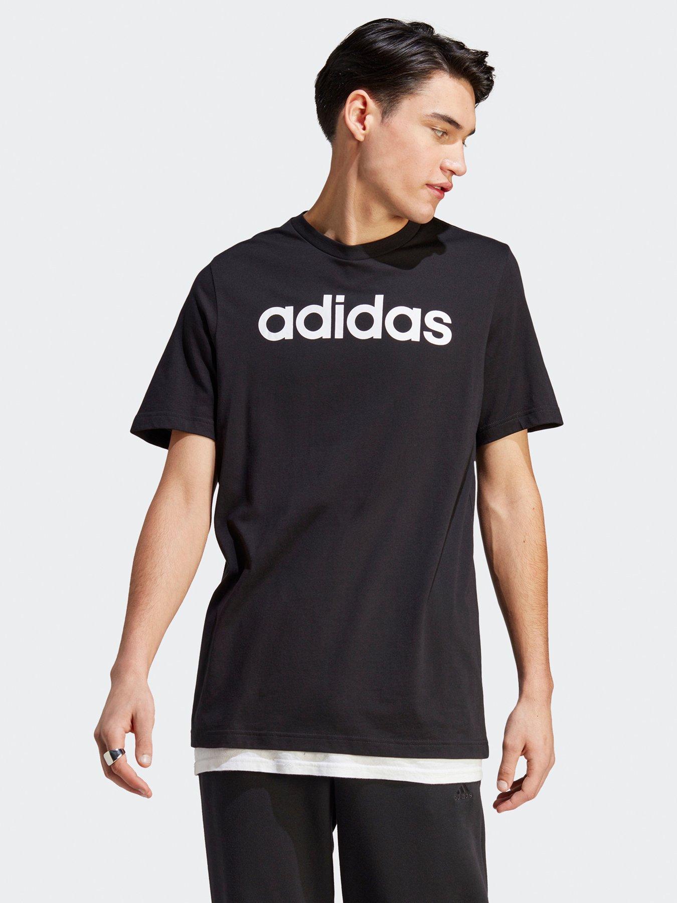 Essentials Single Linear Embroidered Logo T Shirt Black