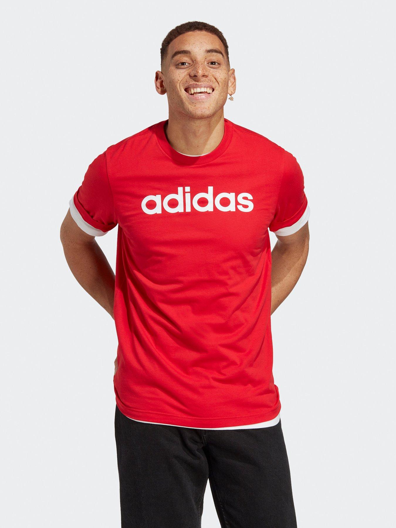 Adidas linear logo shop t shirt mens