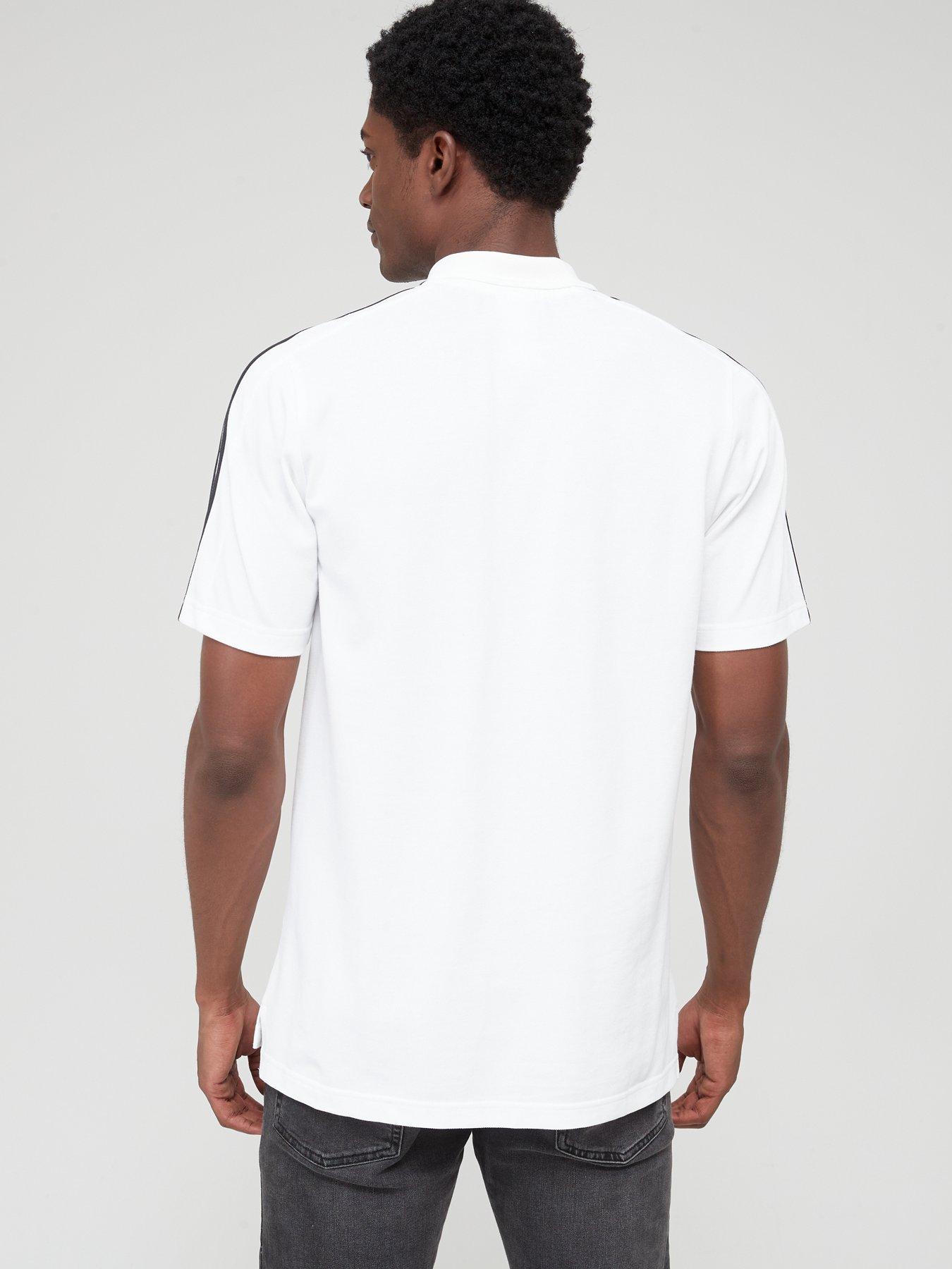 Image 2 of 4 of adidas Sportswear Essentials Embroidered Small Logo 3-Stripes Pique Polo Shirt - White