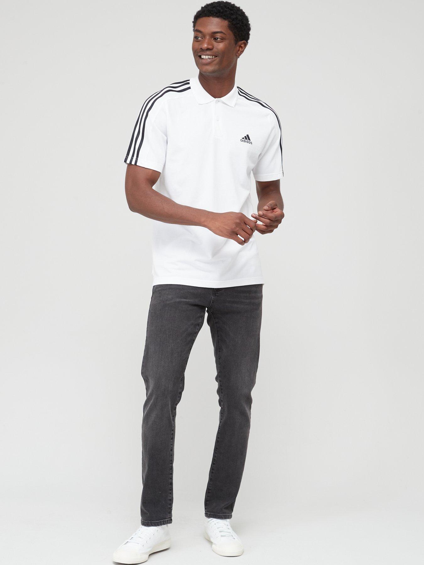 Image 3 of 4 of adidas Sportswear Essentials Embroidered Small Logo 3-Stripes Pique Polo Shirt - White