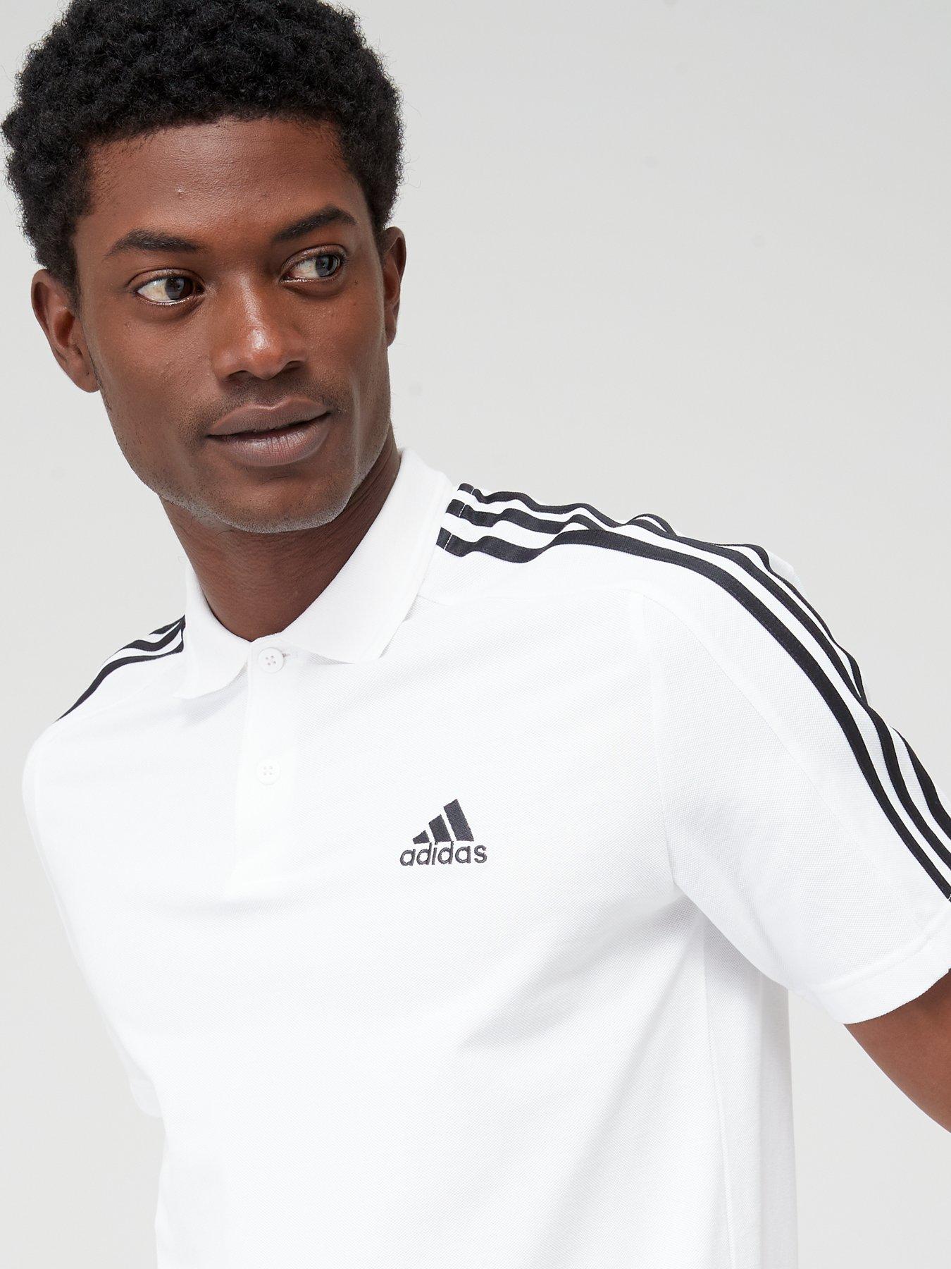 adidas Sportswear Essentials Embroidered Small Logo 3 Stripes Pique Polo Shirt White Very