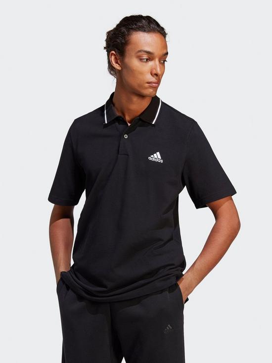 front image of adidas-sportswear-mens-essentials-polo-shirt-black