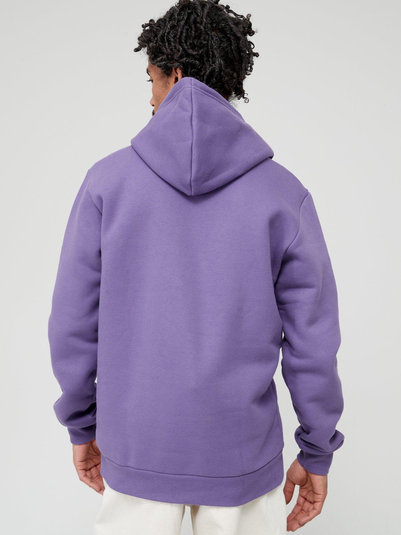 adidas originals trefoil essentials logo hoodie in purple