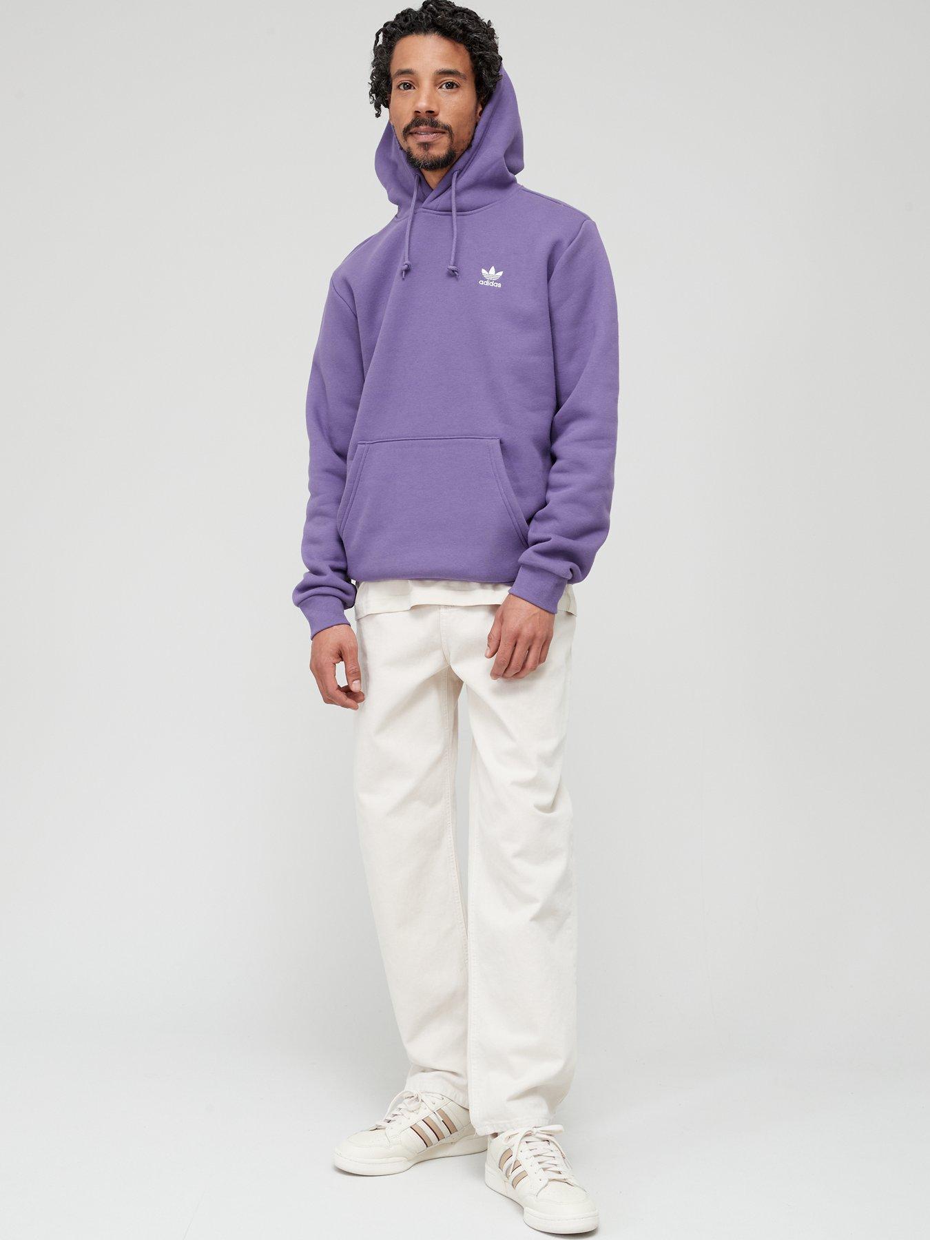adidas originals trefoil essentials logo hoodie in purple