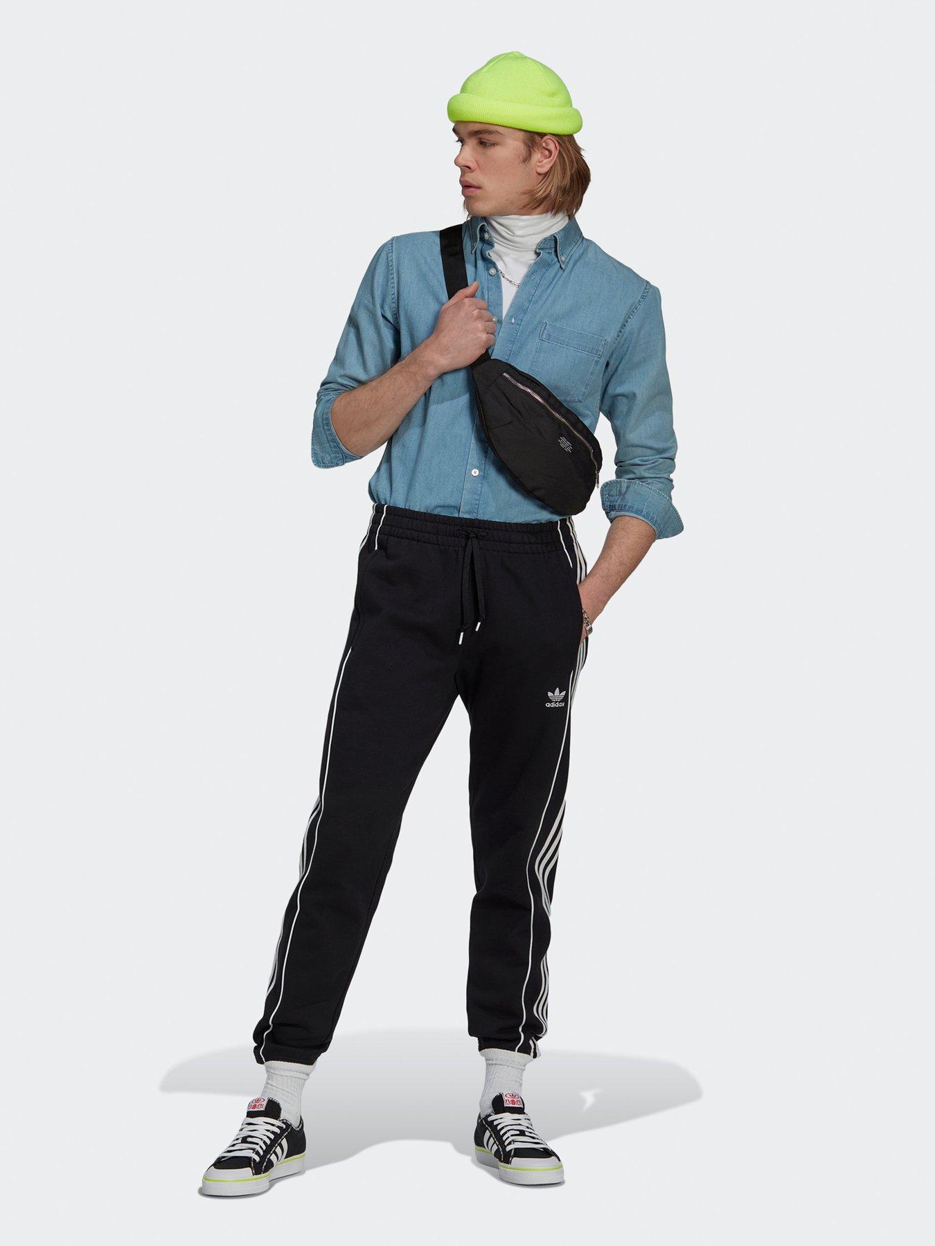 adidas 3 stripe joggers mens black