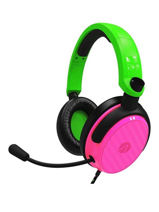 front image of stealth-c6-100-gaming-headset-for-switch-xbox-ps4ps5-pc-neon-greenpink