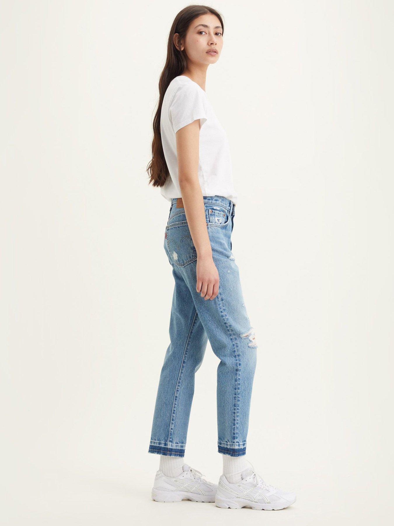 Levi's 501® Crop Straight Leg Jean - Light Indigo Destructed