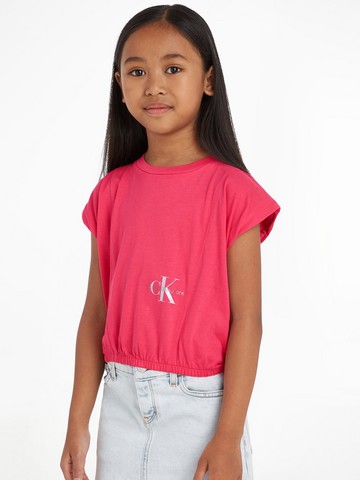 Calvin Klein Jeans Girls Monogram Off Placed Cap T-shirt - Pink Flash |  