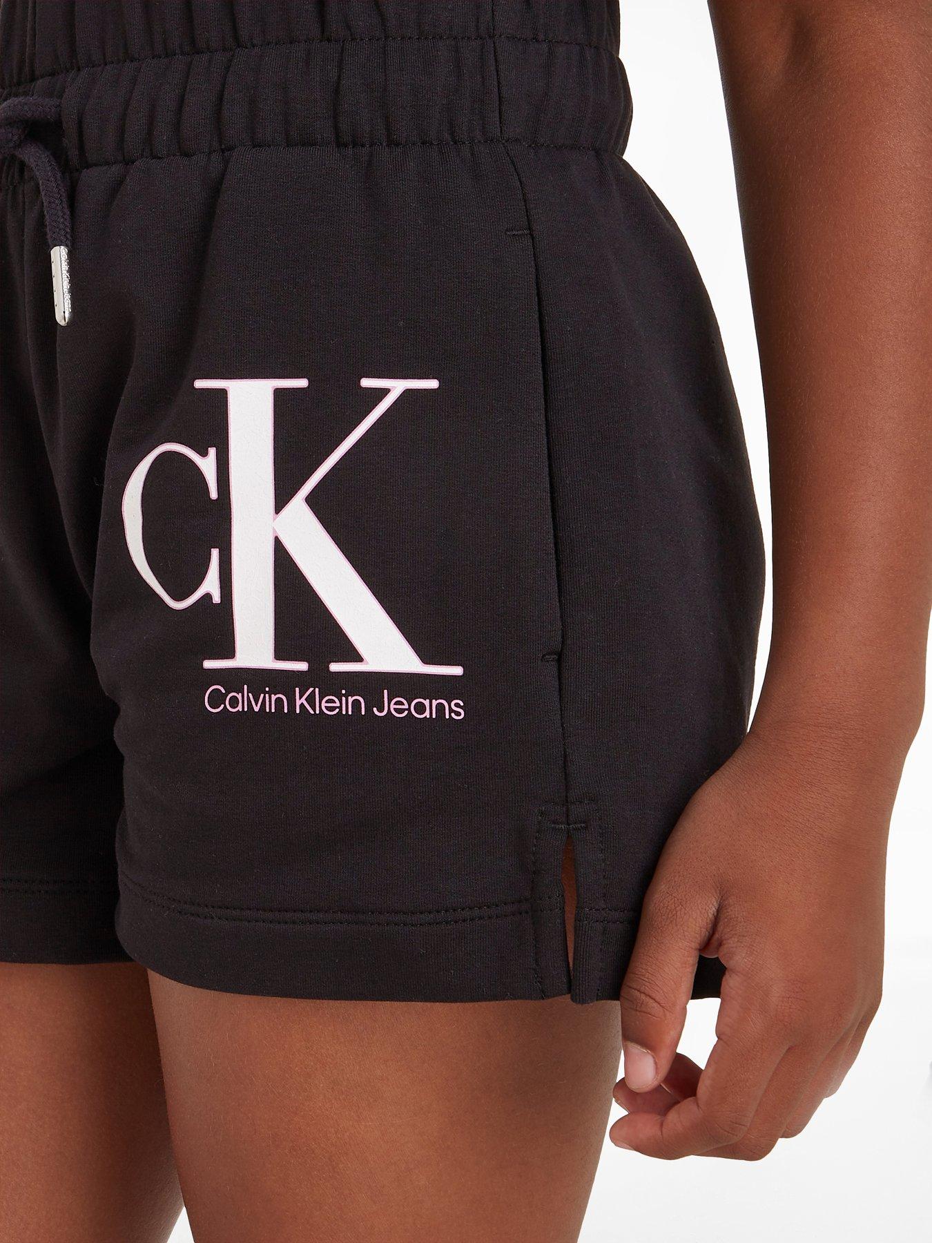 Calvin Klein Jeans Girls Colour Reveal Monogram Shorts - Black 