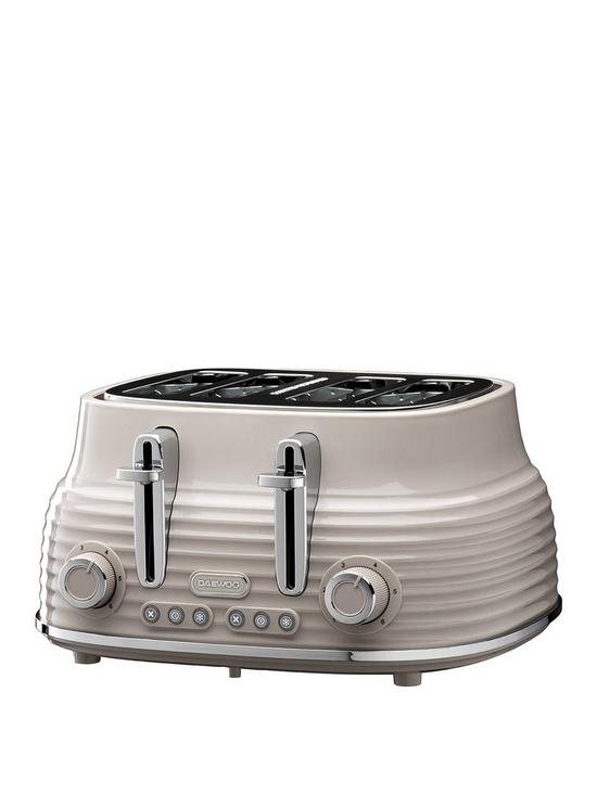 front image of daewoo-sienna-4-slice-toaster-taupe