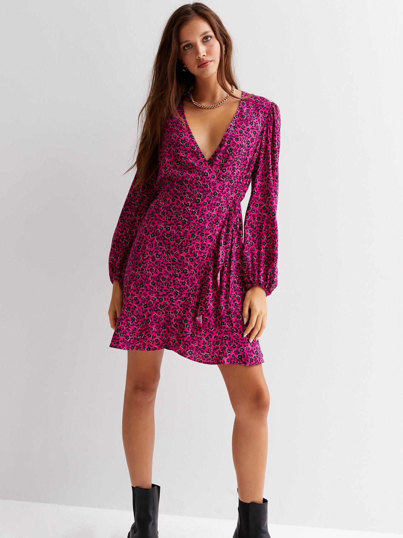 New Look Pink Frankie Long Sleeve Wrap Mini very