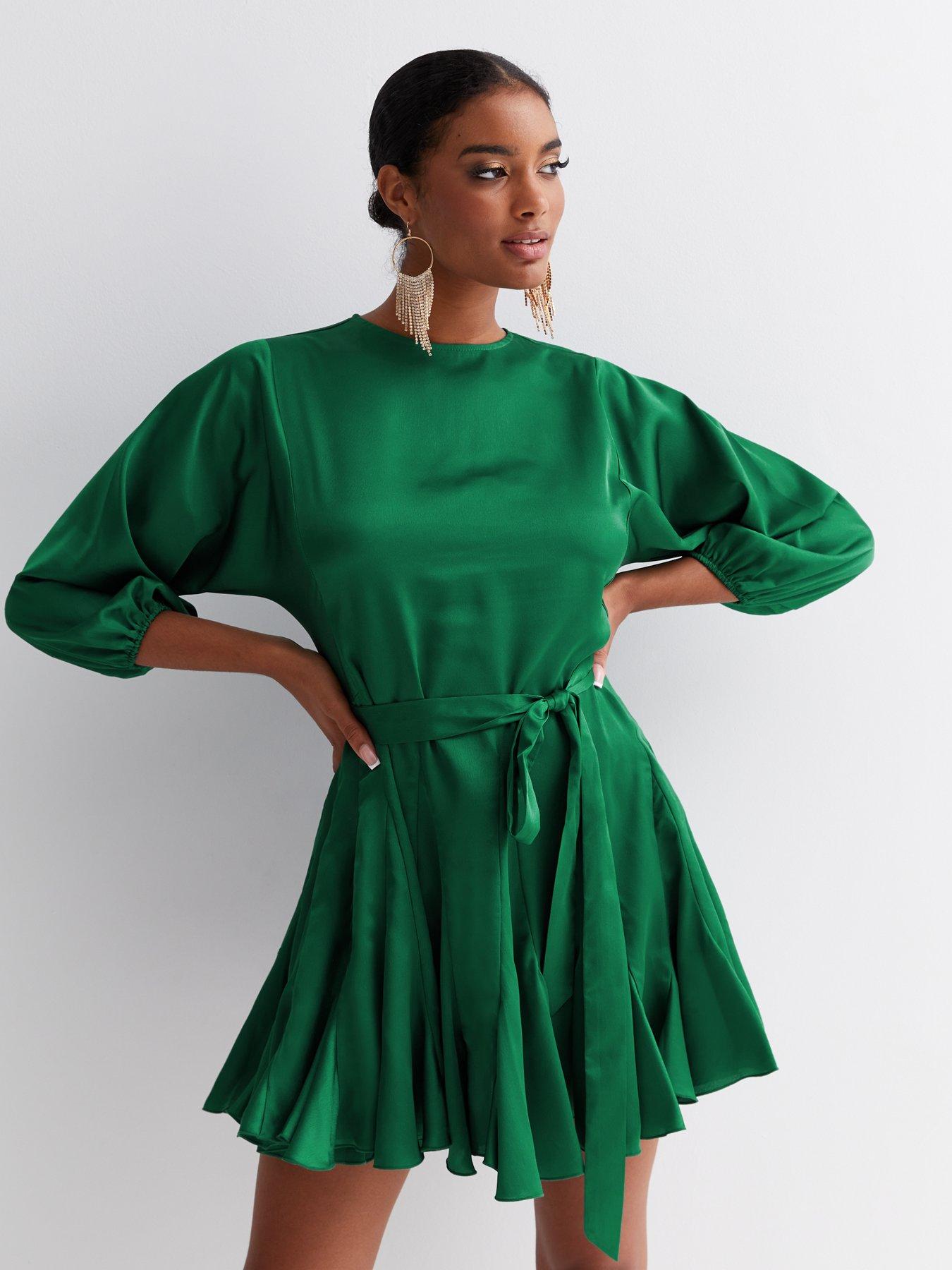 Dark green hot sale skater dress