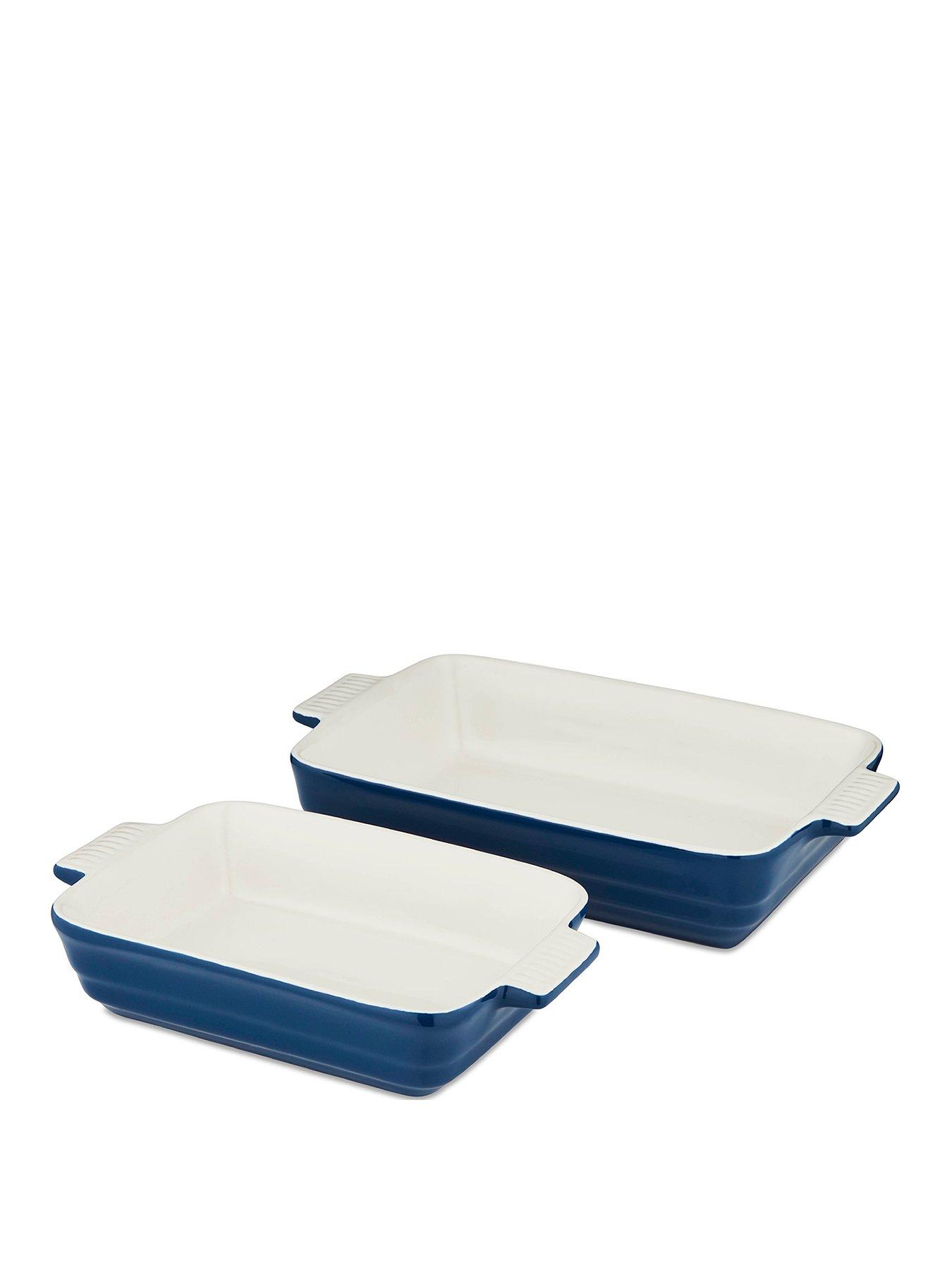 Product photograph of Tower Barbary Oak By Tower Set Of 2 Rectangular Roasters Stoneware - Limoges Blue from very.co.uk