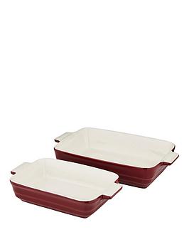 Product photograph of Tower Barbary Oak By Tower Set Of 2 Rectangular Roasters Stoneware - Bordeaux Red from very.co.uk