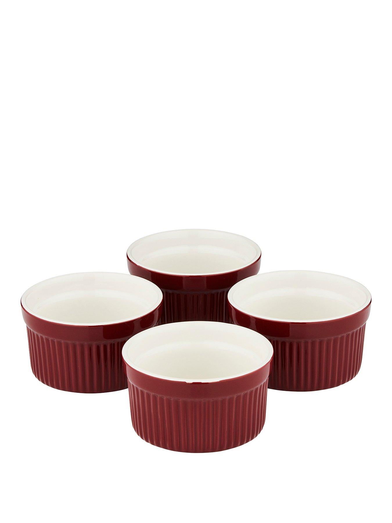 Product photograph of Tower Barbary Oak By Tower Set Of 4 Ramekins Stoneware - Bordeaux Red from very.co.uk