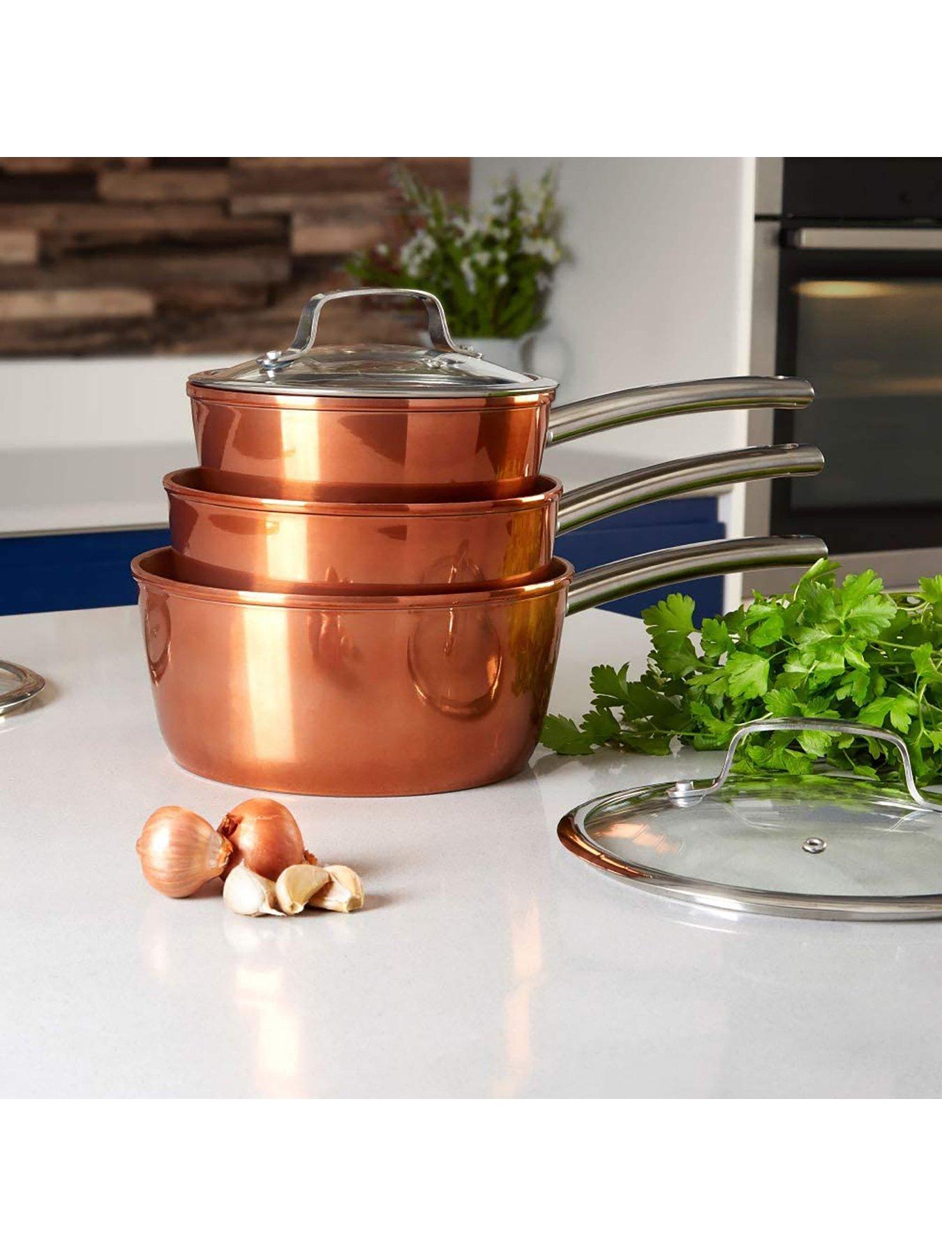 Copper on sale saucepan set