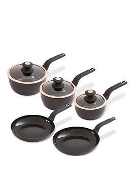 Product photograph of Tower Cavaletto 5-piece Pan Set Ndash Black from very.co.uk