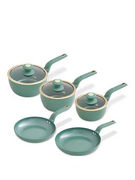 Product photograph of Tower Cavaletto 5-piece Pan Set Ndash Jade from very.co.uk