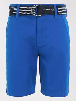 Tommy Hilfiger Boys Essential Belted Chino Shorts - Ultra Blue, Blue, Size 4 Years