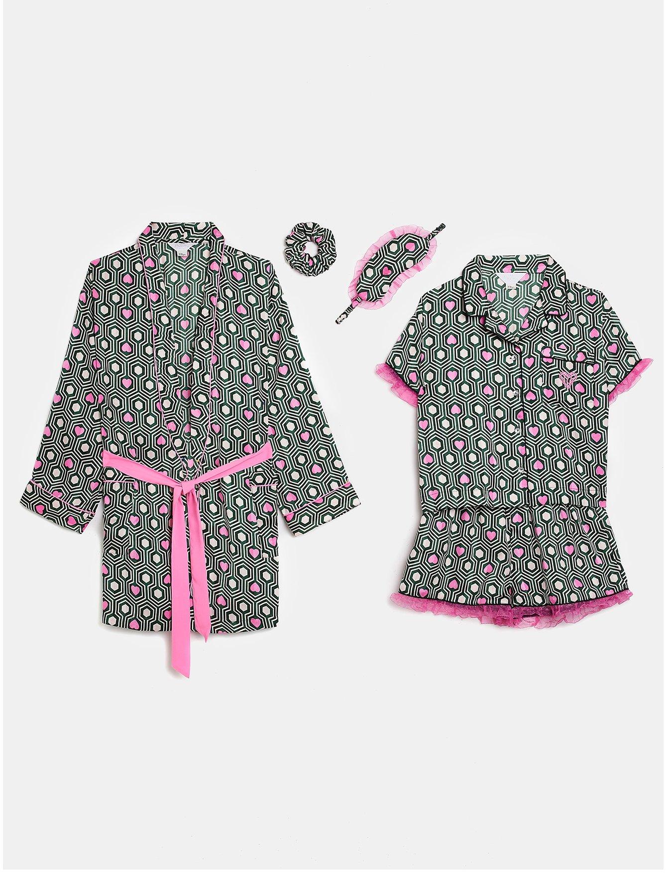 Mini girls heart print pyjama set River Island Girls Clothing Loungewear Pajamas 