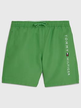 Tommy Hilfiger Boys Flag Logo Drawstring Swim Shorts - Green, Green, Size Age: 8-10 Years