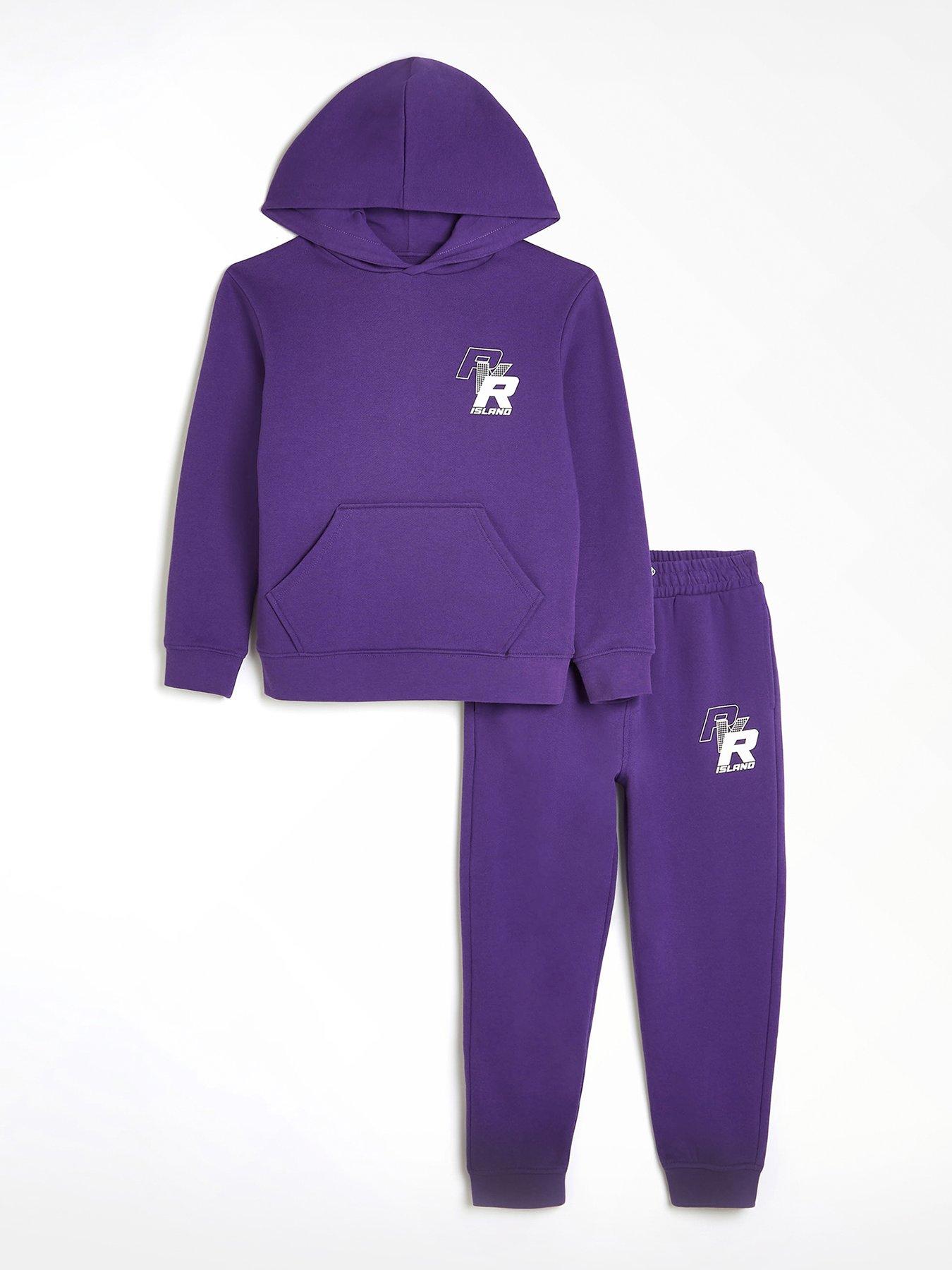 River Island Boys RVR Hoody And Joggers Set - Purple | very.co.uk