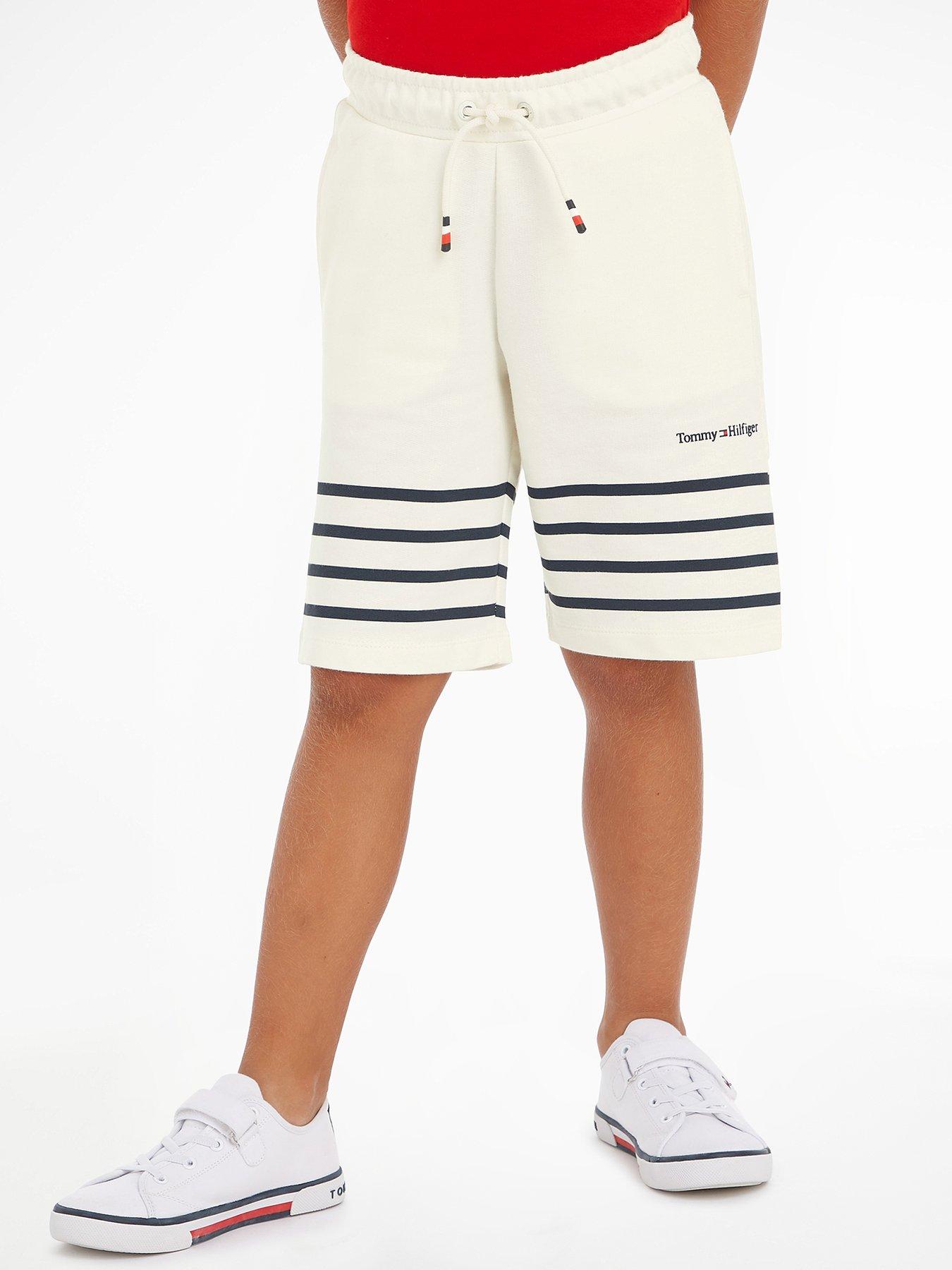 Tommy Hilfiger Boys Breton Stripe Sweatshorts - Ancient White | very.co.uk