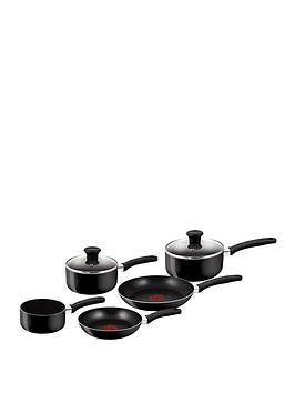 Product photograph of Tefal Delight 5 Piece Set 14cm Milk 16 18cm Saucepans With Lids 20 24cm Frypan from very.co.uk