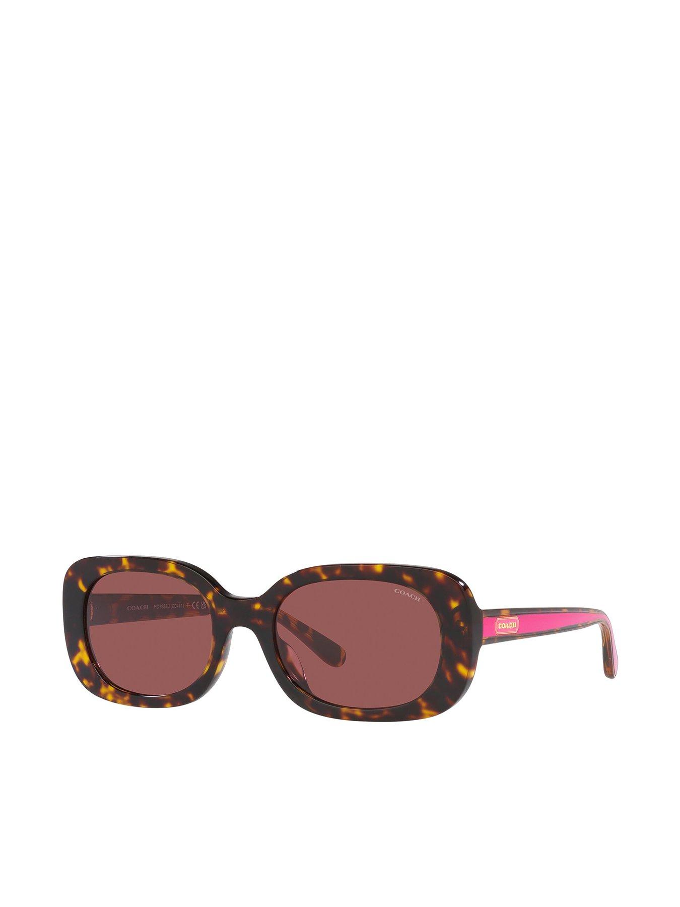 Image 1 of 4 of COACH Oval Sunglasses - Dark Tortoise