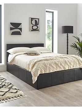 Product photograph of Very Home Marston Faux Leather Lift Up Ottoman Bed Frame With Mattress Options Buy And Save - Black - Fsc Reg Certified - Bed Frame With Microquilt Mattress from very.co.uk