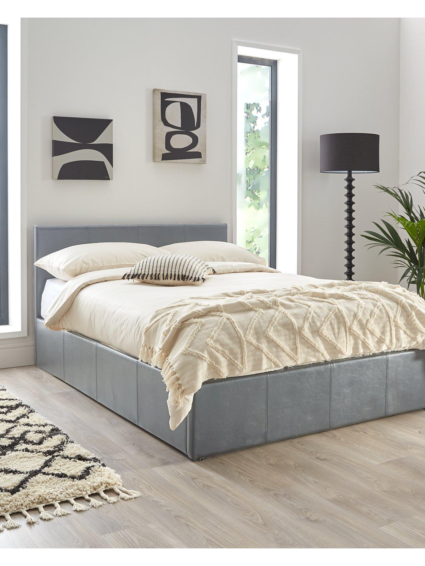 Product photograph of Very Home Marston Faux Leather Lift Up Ottoman Bed Frame With Mattress Options Buy And Save - Grey - Fsc Reg Certified - Bed Frame With Microquilt Mattress from very.co.uk