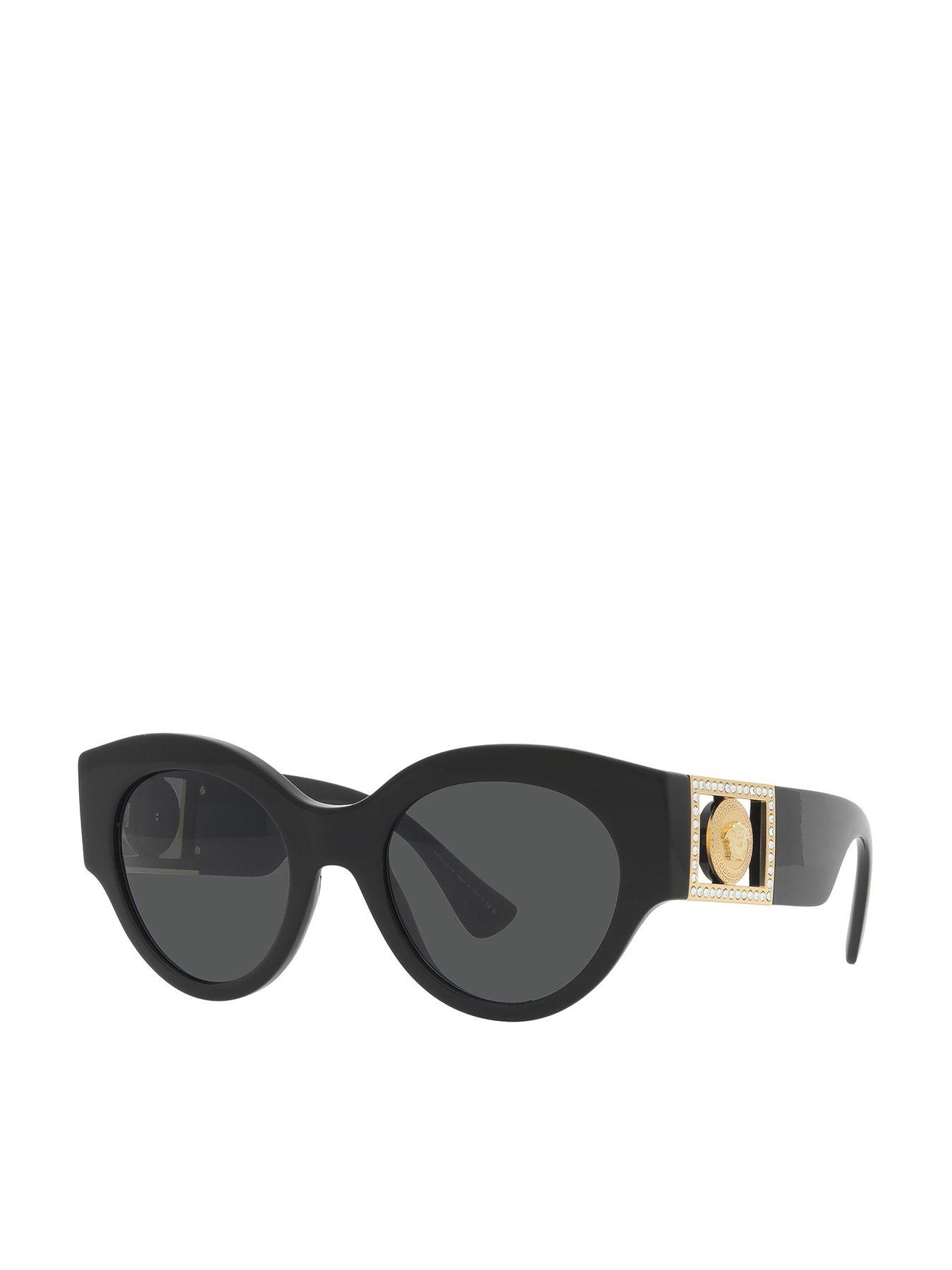 Versace black hot sale round sunglasses