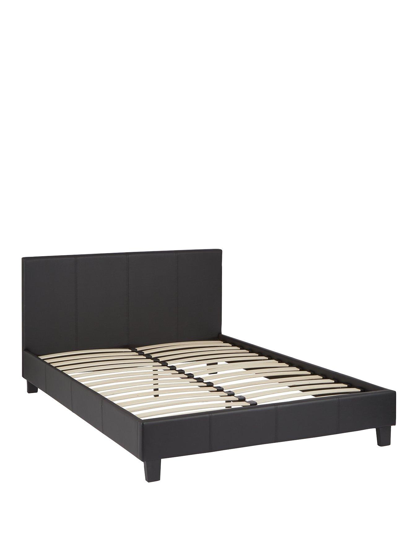 Black and white leather deals bed frame