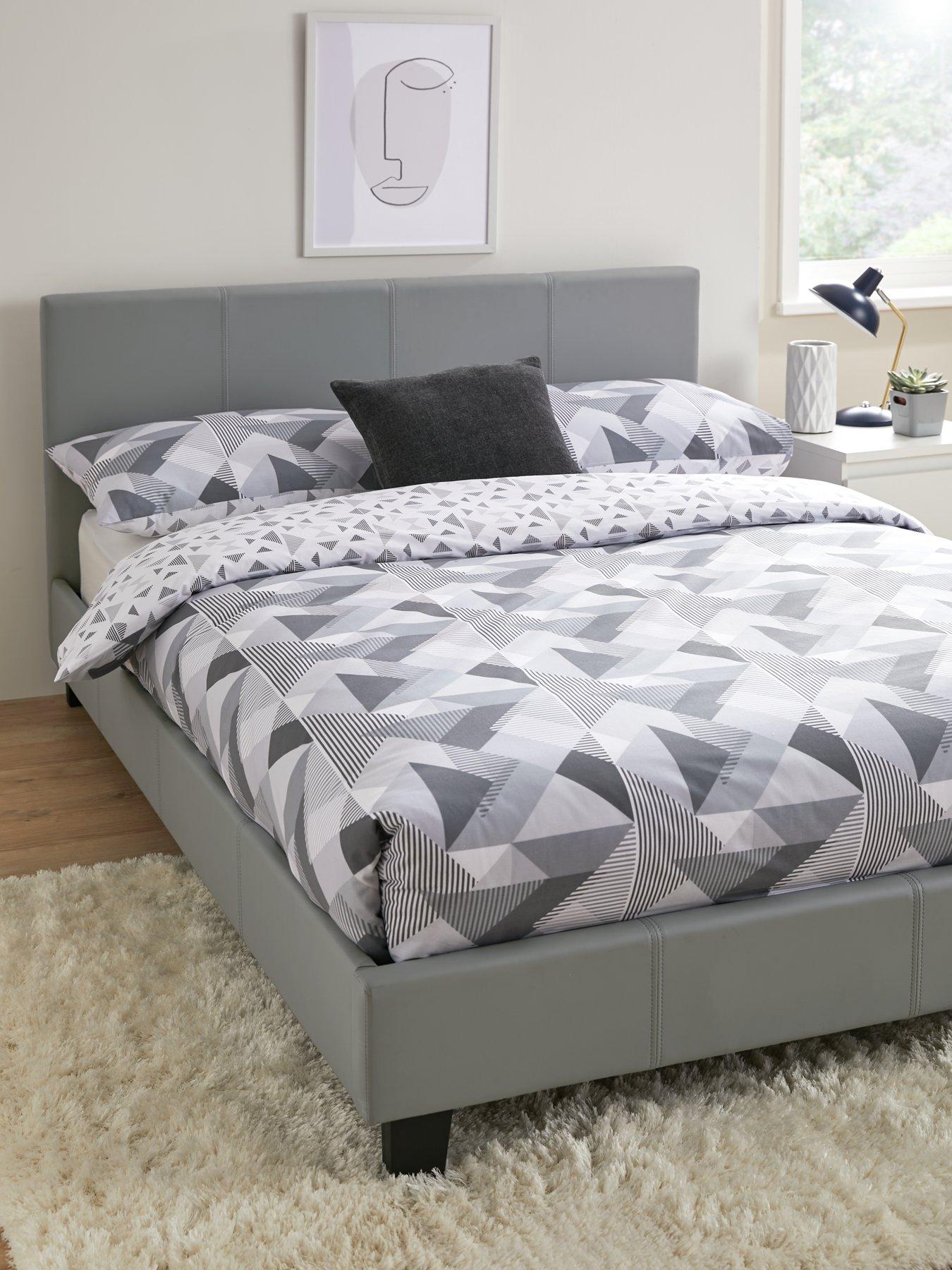 Grey faux deals leather double bed