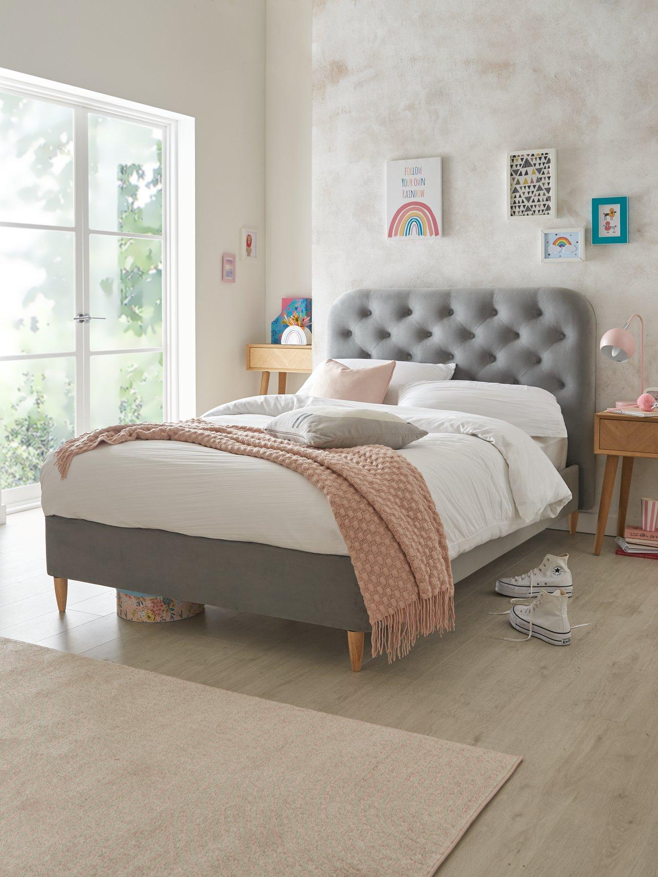 Very Home Easton Small Double Bed with Mattress Option (Buy and SAVE!) - Grey - FSC® Certified