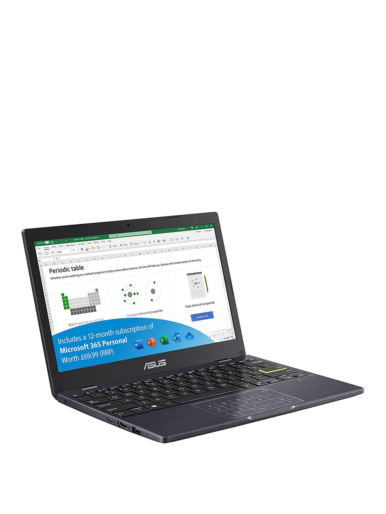 Image 1 of 7 of Asus E Series Laptop - 11.6in HD, Intel Celeron N4020, 4GB RAM, 64GB SSD, Microsoft&nbsp;365 Personal (12 Months) Included, with Optional Norton 360 (12 Months)&nbsp;- Blue