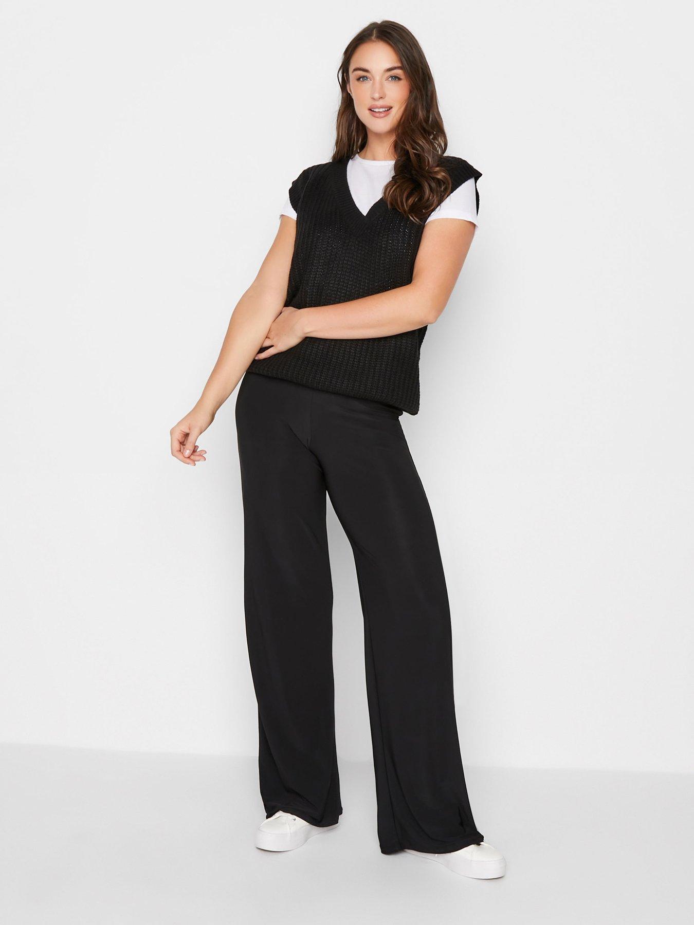 Women's 2 Piece Outfits Button Down Long Sleeve Shirt and Wide Leg Pants  Set Palazzo Trousers Long Palazzo Trousers, Black, Small : :  Clothing, Shoes & Accessories