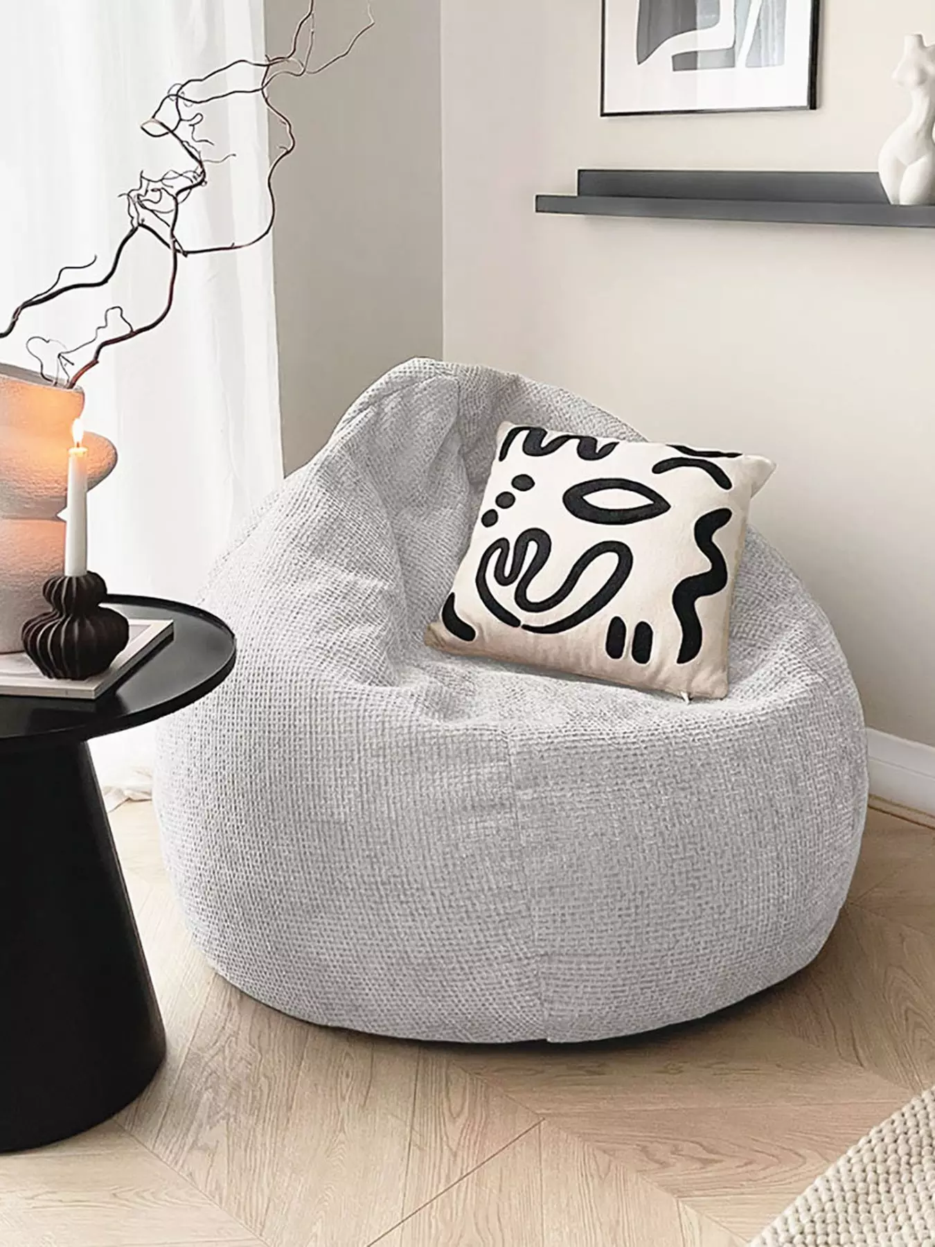 Adult Bean Bag Chair, Lounge Beanbag Floor Pillow Seating, Reading Nook  Cushion, Knitted Sitzsack for Media Room