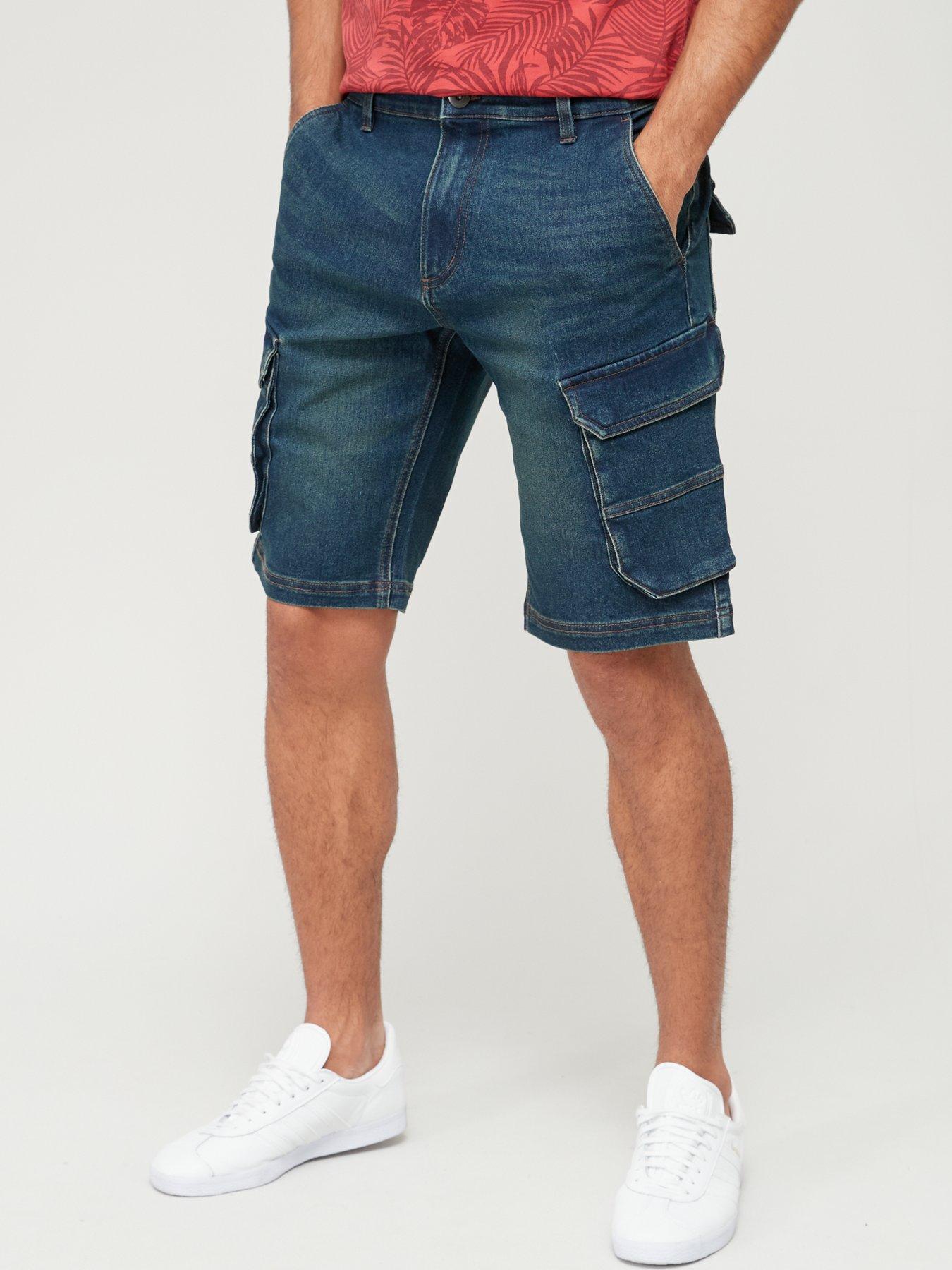 Very Man Denim Cargo Shorts - Vintage Wash