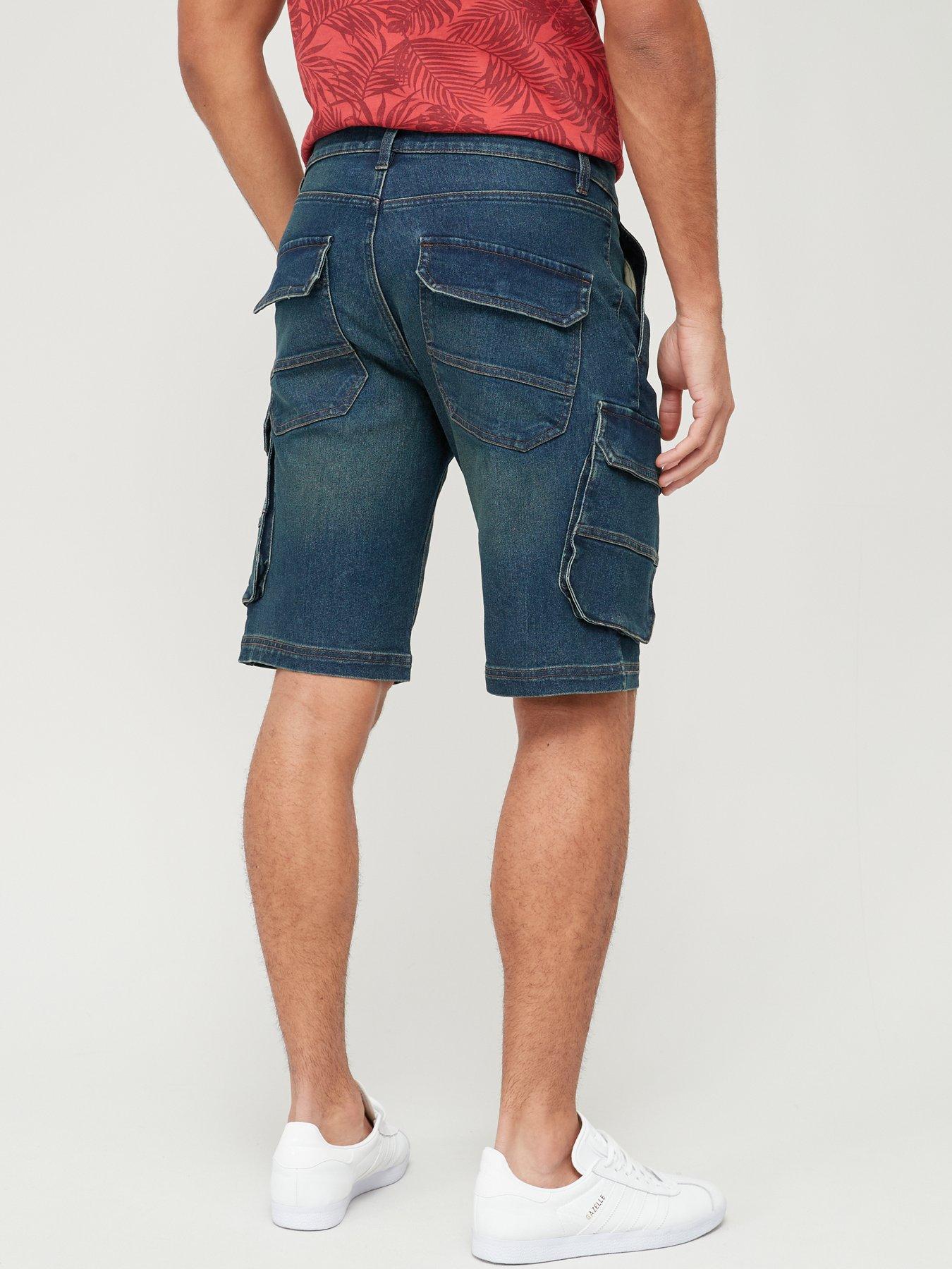 Very Man Denim Cargo Shorts Vintage Wash very