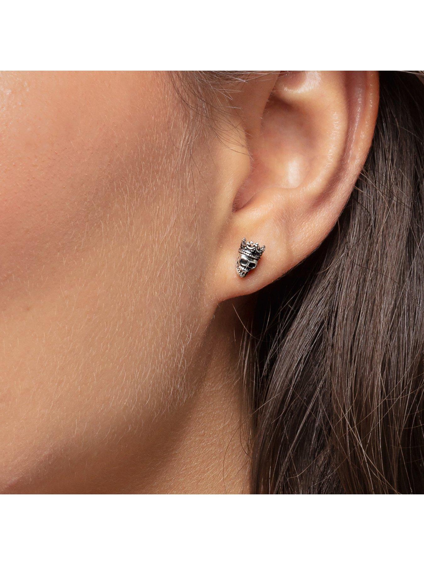 Thomas Sabo Silver Blackened Ear Studs in Heart-shape with Pink Zirconia