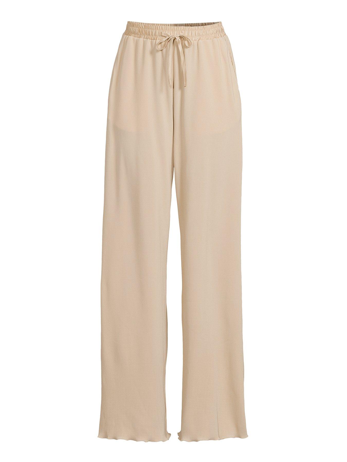 Michelle Keegan Textured Crinkle Co-Ord Trouser - Beige | Very.co.uk