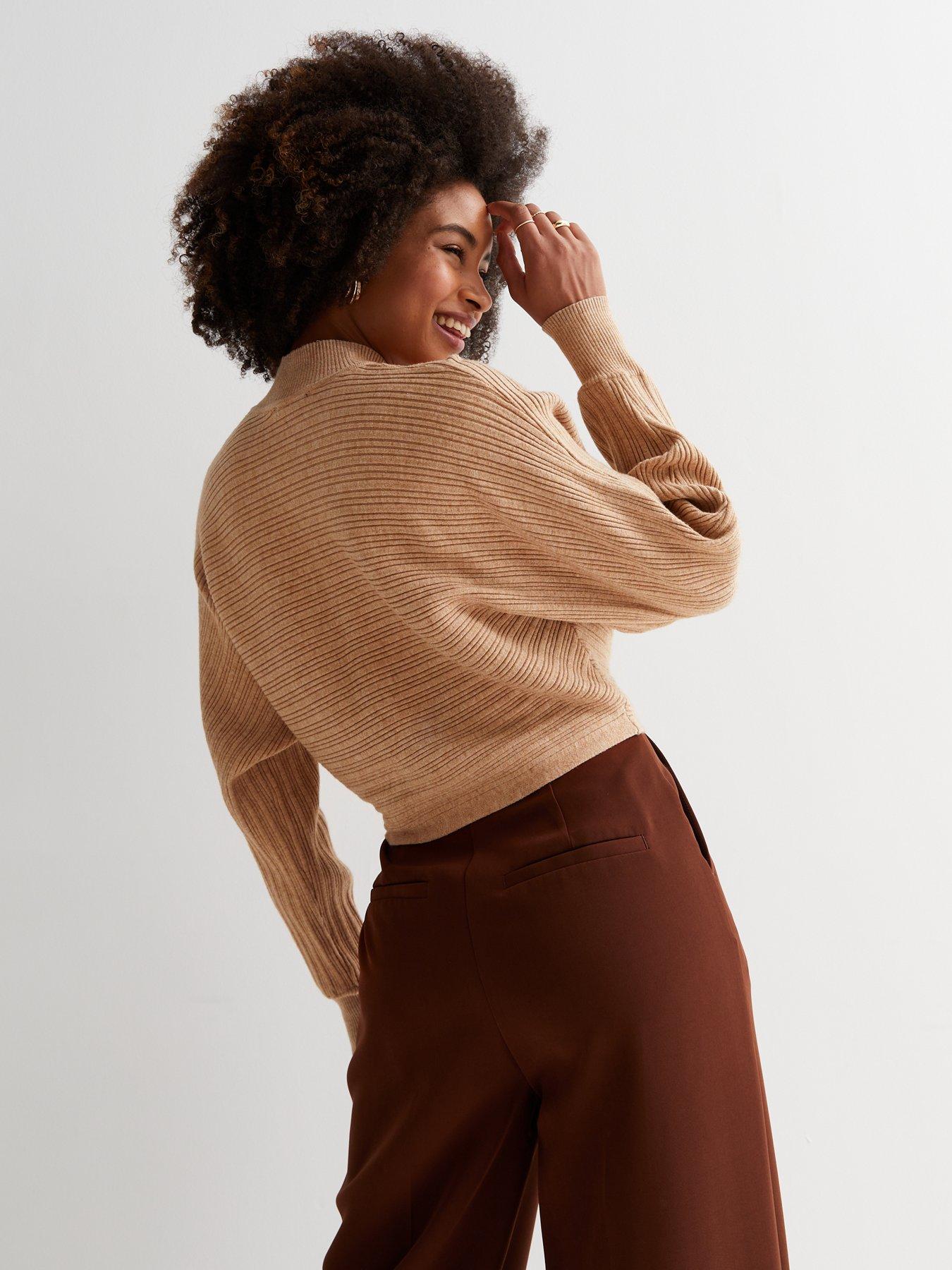 Camel cropped online jumper